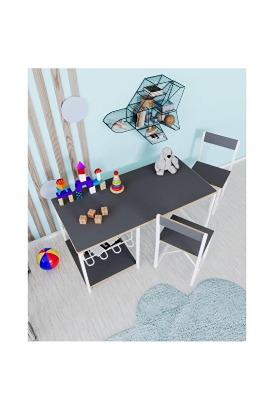 Çocuk Çalışma Masası ve 2 Sandalyeli Oyun Etkinlik Aktivite Masası