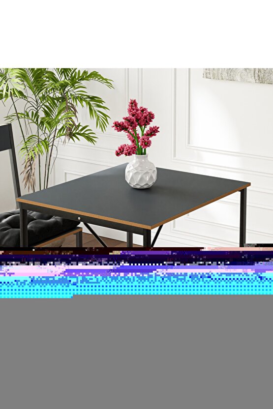 Mutfak Masası Minderli 2 Kişilik Balkon Masa Takımı Füme 1494