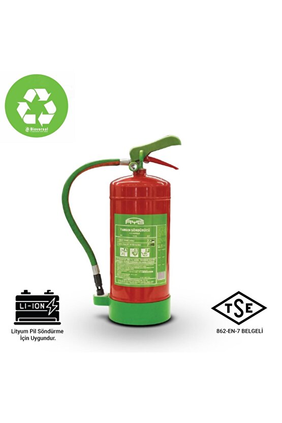 9 Litre Bioversal Elektrikli Araçlar Ve Lityum-iyon Batarya (PİL, AKÜ) Yangın Söndürme Cihazı Tdrtr