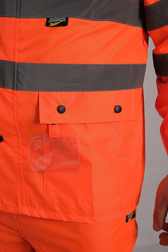 BESTGUARD Yağmurluk Oxford Reflektörlü Turuncu Takım