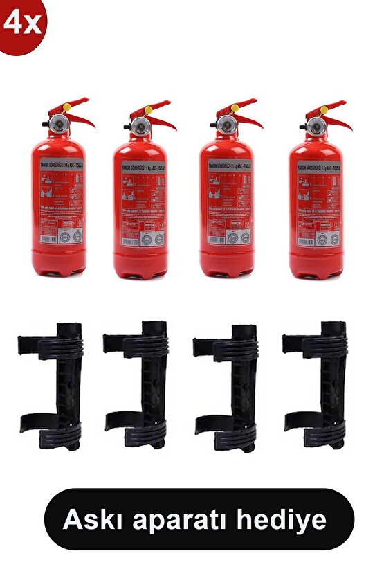 Yangın Tüpü Söndürücü Askısı Plastik 4 Adet , 1 Kg 4 Adet Araç Tüpü
