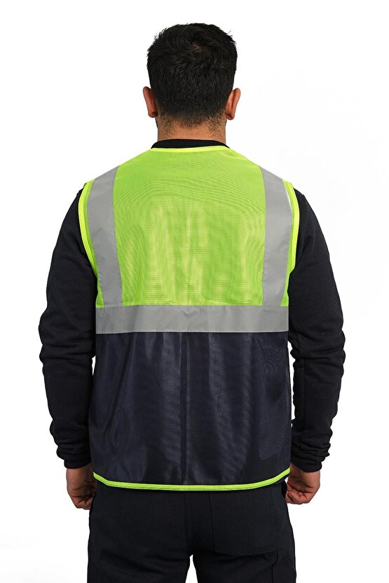 Motosiklet Yüksek Görünümlü Yelek Reflektörlü Fermuarlı Reflektik Motorcu Yelek Yeni Yasaya Uygun M