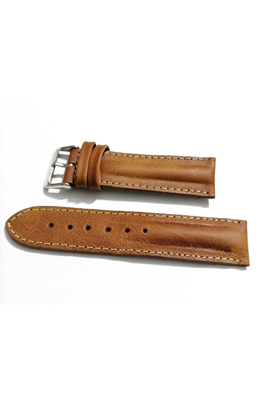 Her Saate Uygun Bombeli  20   mm Hakiki  Deri Kordon  TABA