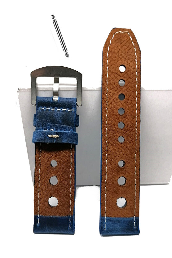 Tissot  &   Fossil  Uyumlu   Crayz   Hakiki   Deri   22  mm  MAVİ