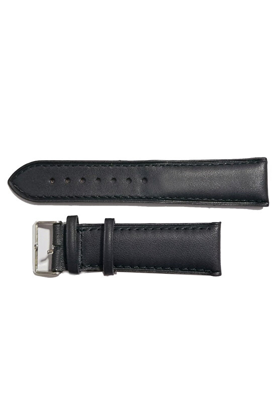 Hakiki Bombeli < 1 >siyahdana Deri Saat Kordonu 22 Mm Siyah Düz