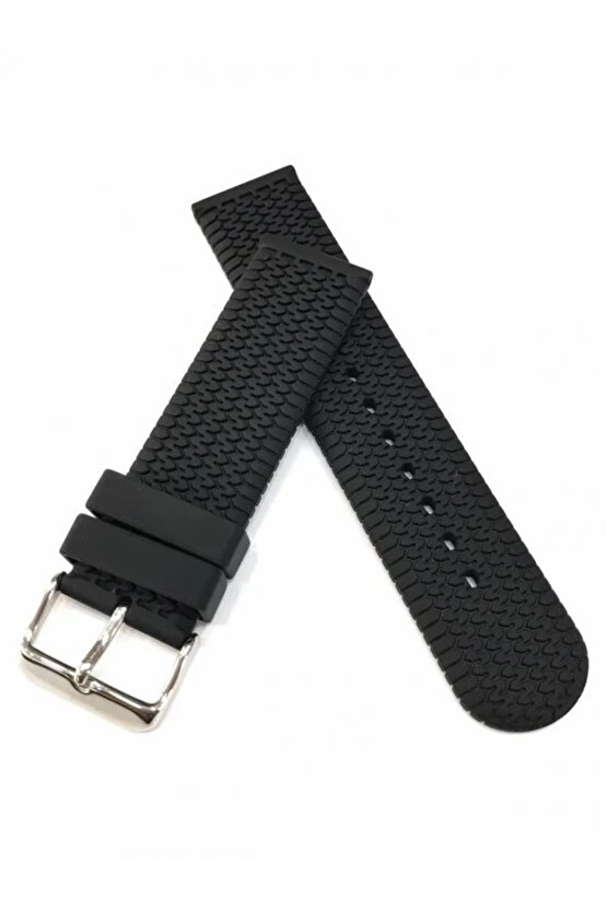 24 mm Renkli silikon Baskılı Desenli Saat Kordonu Kayışı siyah