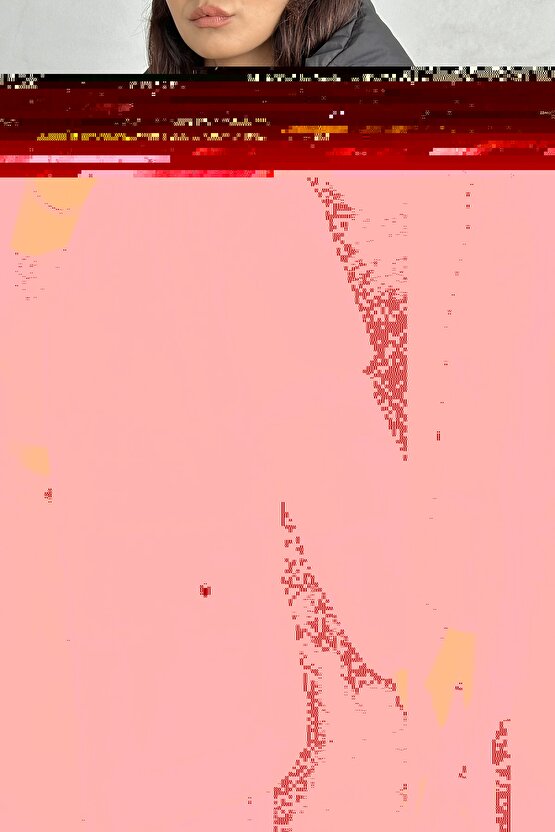 Kapüşonlu Oversize Kadın Siyah Şişme Mont - 4 Cep Detaylı