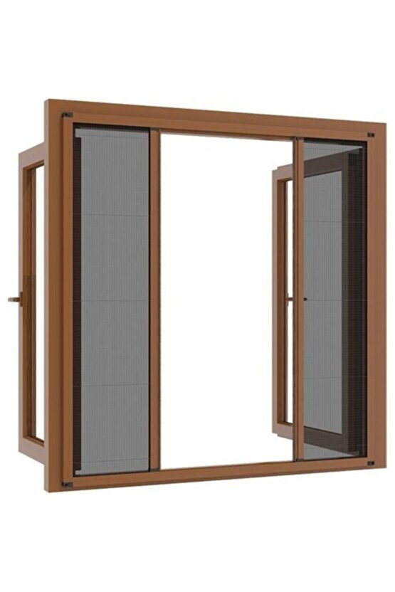 Pileli Kapı Sineklik Plise Sineklik Açık Kahve