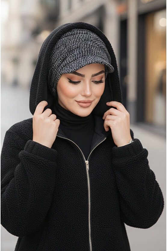Siyah Melanj Tesettür Şapka