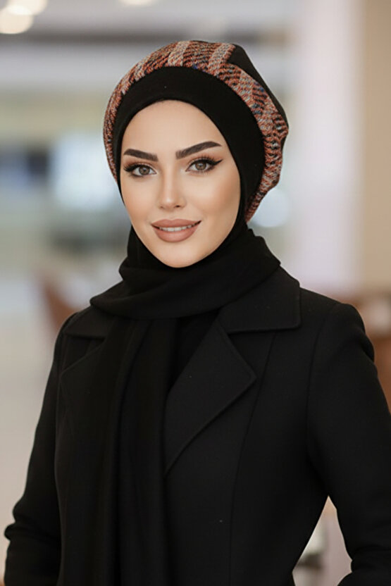 Siyah Ekose Desen Tesettür Bere