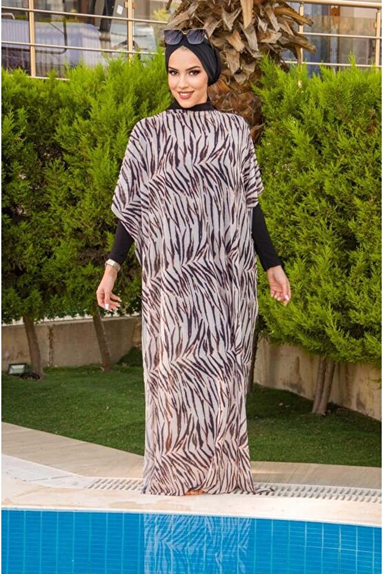 Siyah Zebra Tesettür Pareo