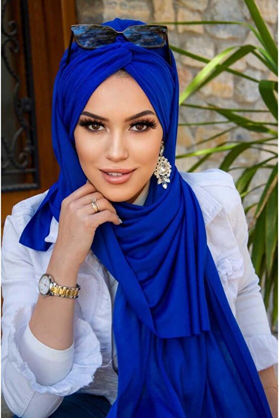 Saks Mavi Burgu Hazır Şal