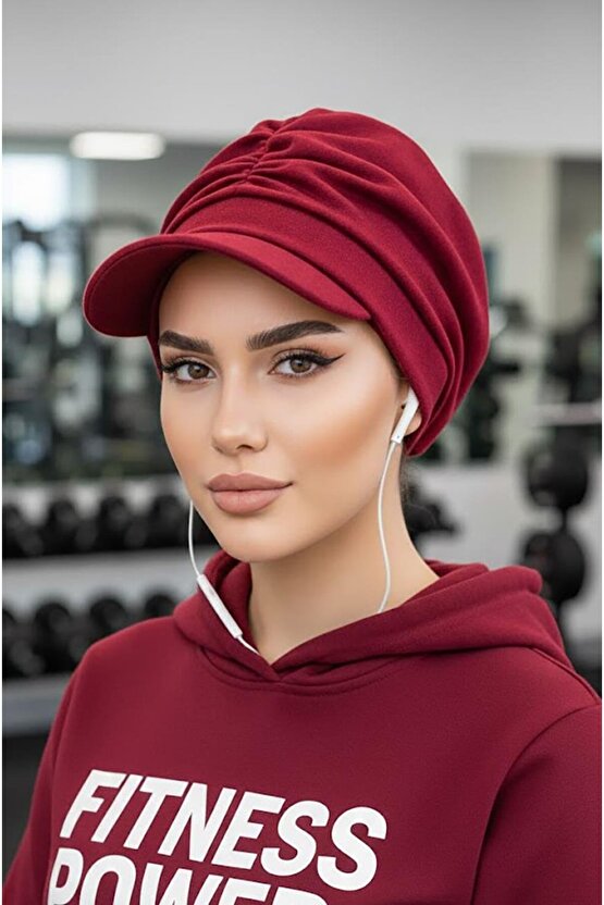 Bordo Tesettür Şapka Bone