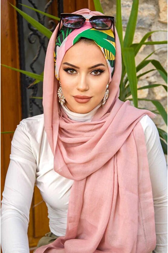 Pudra Desenli Bone Hazır Şal