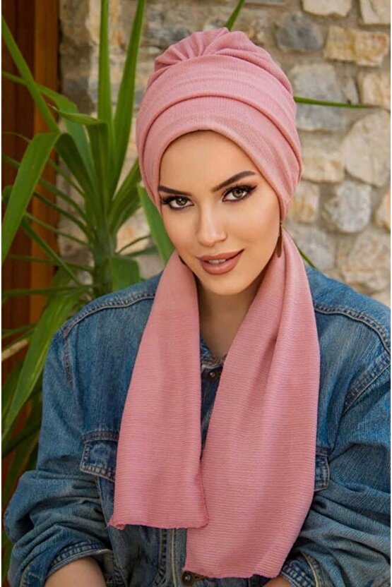 Pudra Krınkıl Atkılı Tesettür Bone