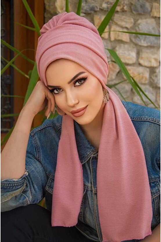 Pudra Krınkıl Atkılı Tesettür Bone