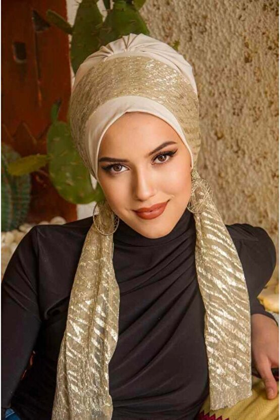 Taş Dore Desen Fularlı Bone