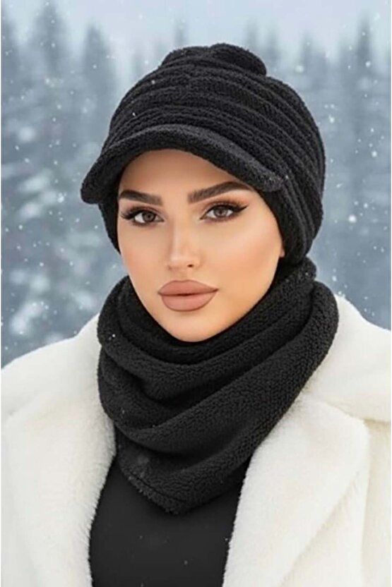 Siyah Kürk Şapka ve Etol Takım