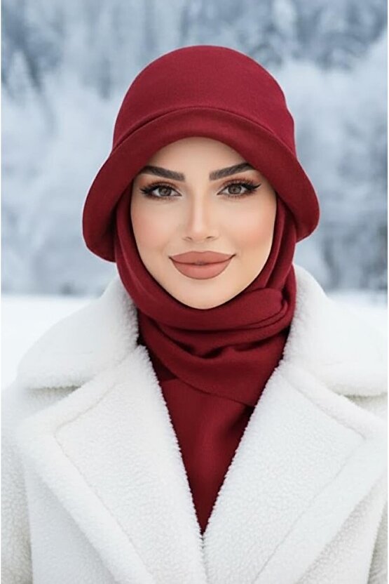 Bordo Atkılı Vintage Şapka