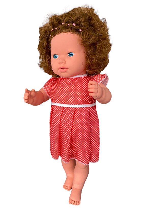 Büyük Boy Türkçe Konuşan Kahverengi Saçlı Et Bebek Oyuncak (60 CM)