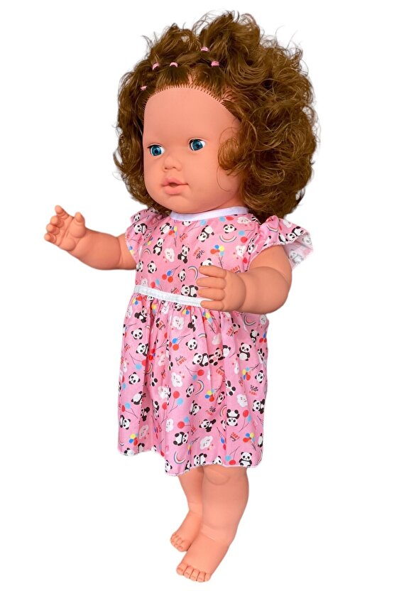 Büyük Boy Türkçe Konuşan Kahverengi Saçlı Et Bebek Oyuncak (60 CM)