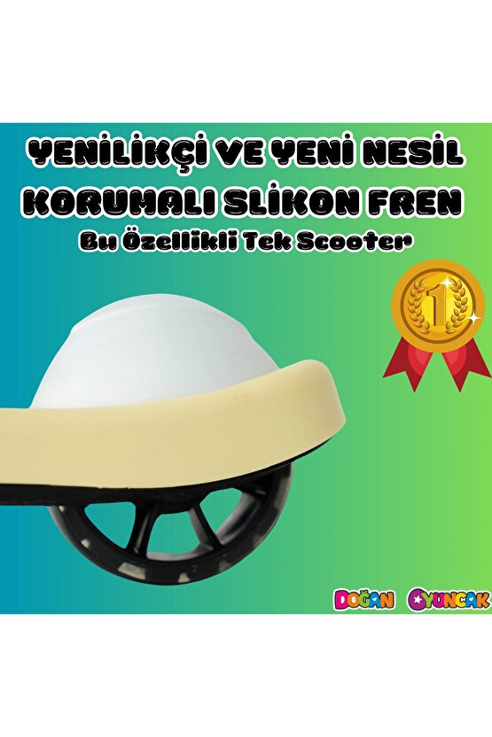 Lupa Katlanabilir Işıklı 3 Tekerlekli Sarı Scooter - Işıklı Scooter - Slikon Teker Scooter - Çocuk S