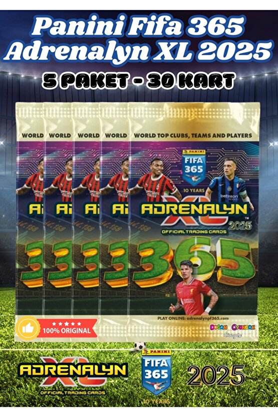 Panini FIFA 365 Adrenalyn XL 2025 Oyuncu Kartı - Futbolcu Kartları - Trading Oyuncu Kartı - 5 Paket