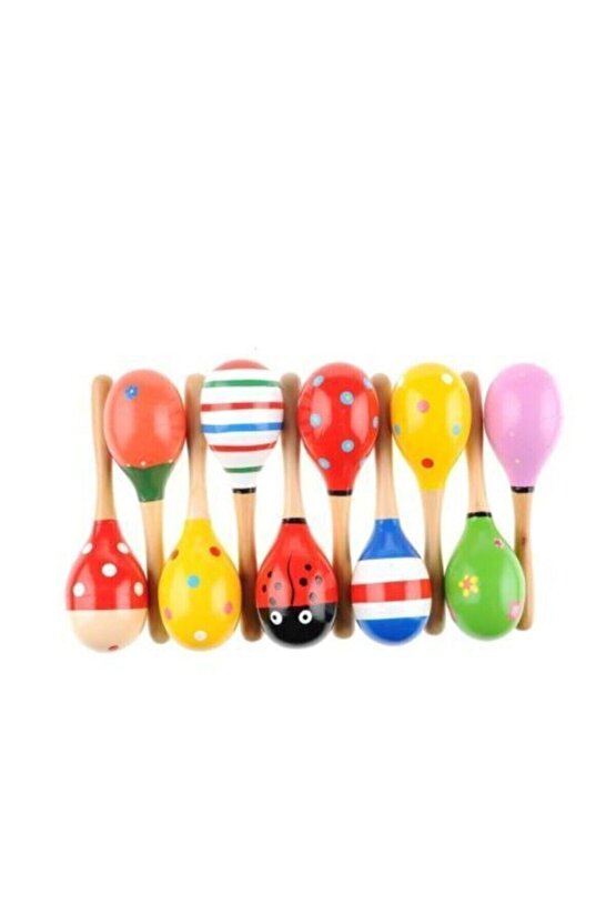Marakas Renkli Ahşap Marakas Büyük 20 Cm