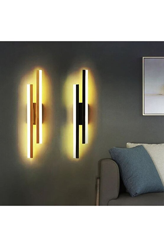2 Adet Elektrikle Çalışır, 12 Watt , 3000 Kelvin Gün Işığı Led Aplik, İç Merkan Led Duvar Armatürü