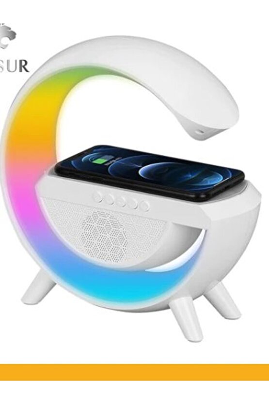 Çok Fonksiyonlu, Şarj Eder, Alarmlı, Saatli, Radyolu, RGB Çok Renkli Aydınlatma Masa Saati - Lambası