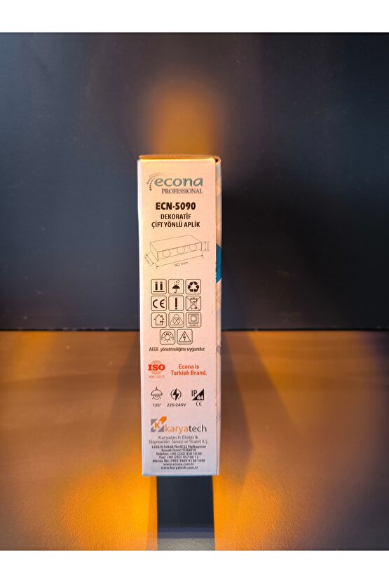 ÇİFT YÖNLÜ DEKORATİF DUVAR APLİK 12WATT AMBER RENK