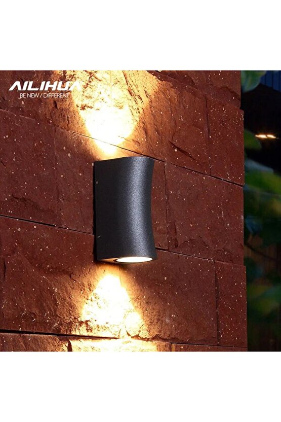 Elektrikle Çalışır, Alüminyum Antrasit Kasa, Çift Yönlü İç ve Dış Mekan Aplik (Led Ampuller Hediye)