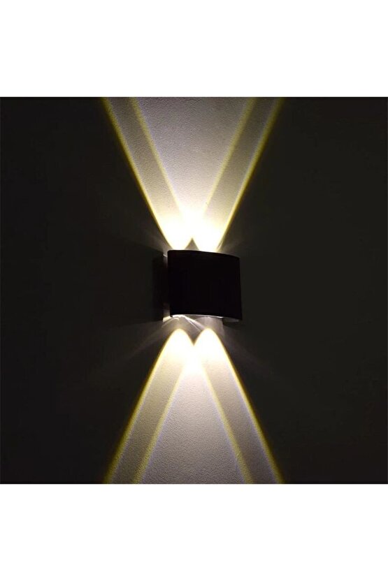 U2 Uranüs Siyah Kasa 4 W. Gün Işığı Dekoratif Çift Yönlü Iç Ve Dış Mekan Bahçe Balkon Teras Aplik