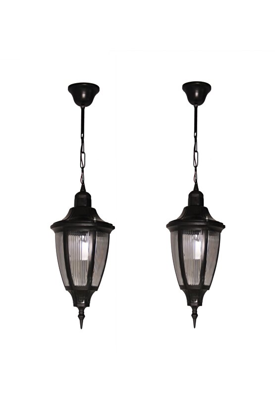 Siyah İç ve Dış Mekan Bahçe Teras Tekli Sarkıt, 2 Adet, Şık ve Modern.