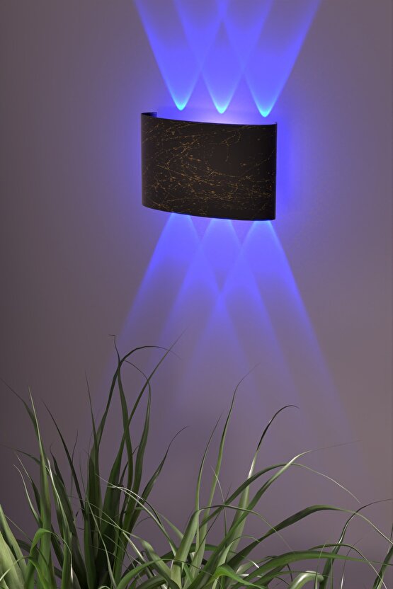 Uranüs Mermer Desen Kasa Mavi Işık Ledli Dekoratif Işık Süzmeli Iç Dış Mekan Modern Aplik