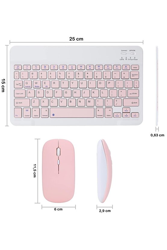 Apple iPad A16 11 Tablet Için Uyumlu Slim Şarjlı Bluetooth Klavye Ve Mouse Seti