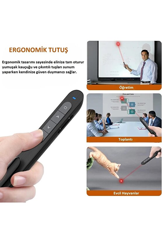 Sunum Kumandası Wireless Presenter Laser Pointer Kalem Tipi Çok Fonksiyonlu Lazer Pointer