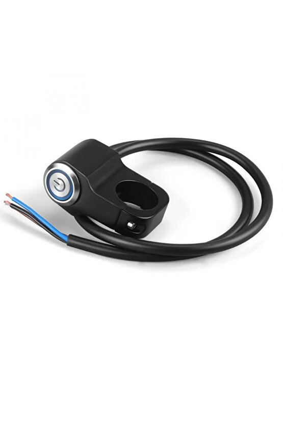 Motosiklet Işıklı Sis Far Düğmesi Gidon Bağlantılı Aliminyum Siyah Tekli