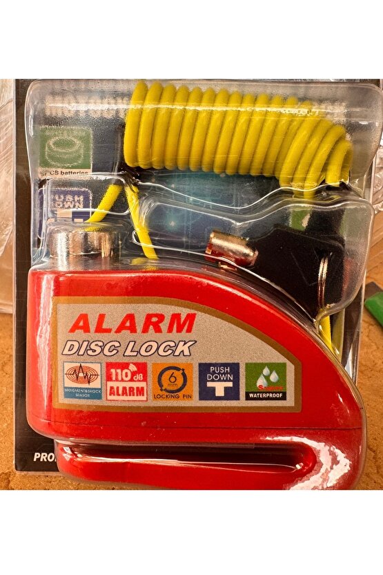 World Class 110 Db Mavi Siyah Kırmızı Alarmlı Disk Kilidi (hatırlatıcı Kablo )