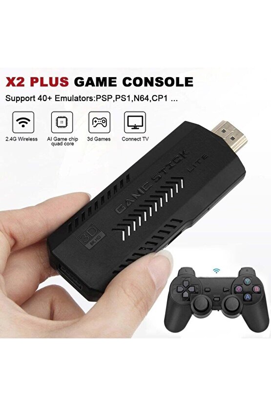 4K RETRO GAME STİCK 2 Kablosuz Kumandalı HDMI Çıkışlı 64GB VİDEO OYUN KONSOLU