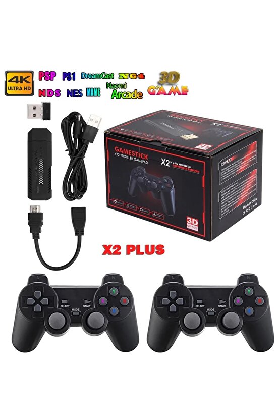 4K RETRO GAME STİCK 2 Kablosuz Kumandalı HDMI Çıkışlı 64GB VİDEO OYUN KONSOLU