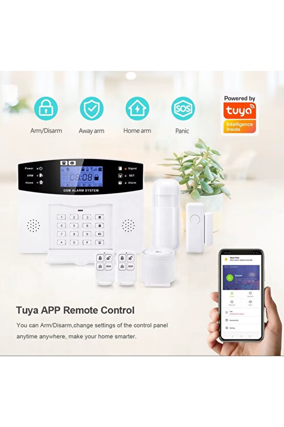 EV VE İŞYERİ İÇİN UZAKTAN KUMANDALI ALARM SİSTEMİ WİFİ-GSM HATLI HAREKET SENSÖRLÜ ŞARJLI ALARM SETİ