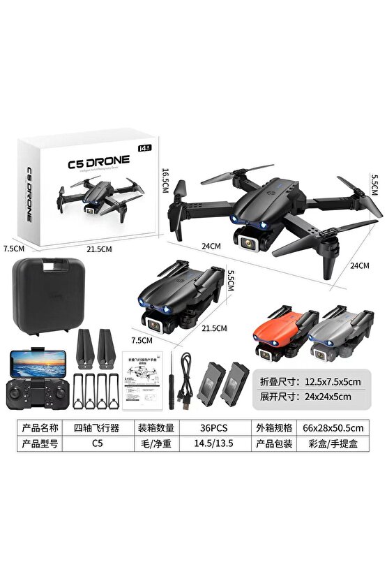 ÇİFT KAMERALI ÇİFT BATARYALI DRONE UZAKTAN KUMANDALI APP DESTEKLİ QUADCOPTER
