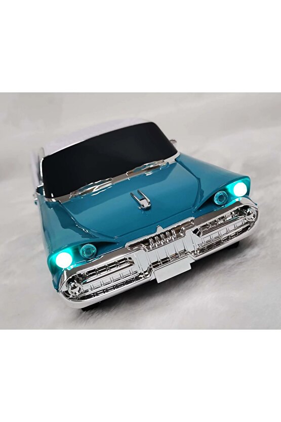 NOSTALJİK ARABA ŞEKLİNDE BLUETOOTH SPEAKER ŞARJLI LED IŞIKLI KABLOSUZ HOPARLÖR FM RADYO SD KART USB