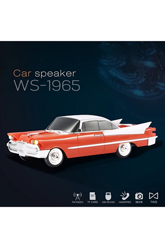 NOSTALJİK ARABA ŞEKLİNDE BLUETOOTH SPEAKER ŞARJLI LED IŞIKLI KABLOSUZ HOPARLÖR FM RADYO SD KART USB