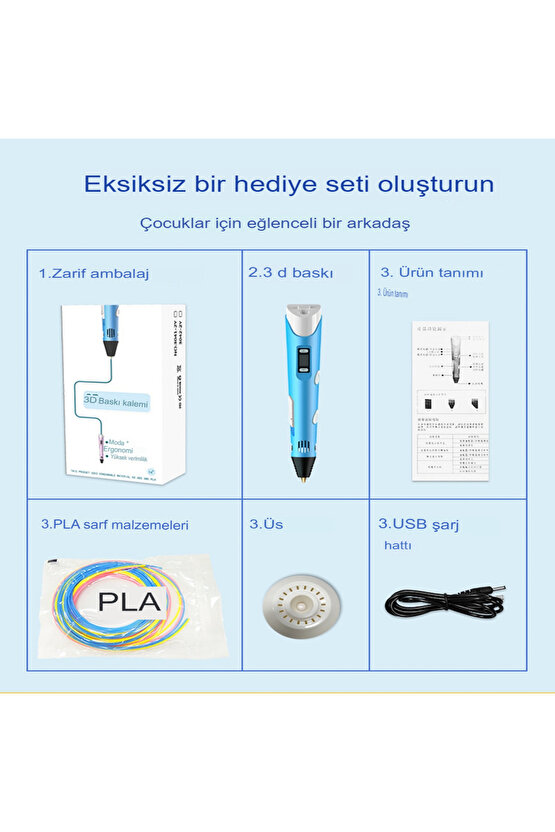 3d Yazıcı Kalem Sorelis 3d Kalem 3 Renk 3 Metre Hediye Filament Yazıcı Clnk mor sarı