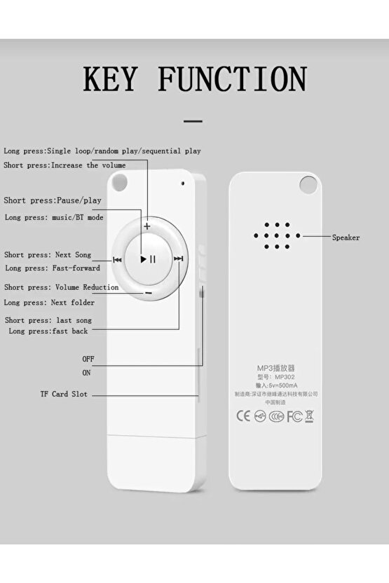 Bluetooth Lu Mp3 Player Dahili Hoparlör Kablolu Ve Kablosuz Kulaklık Ile Kullanabilme Mini Mp3 Çalar