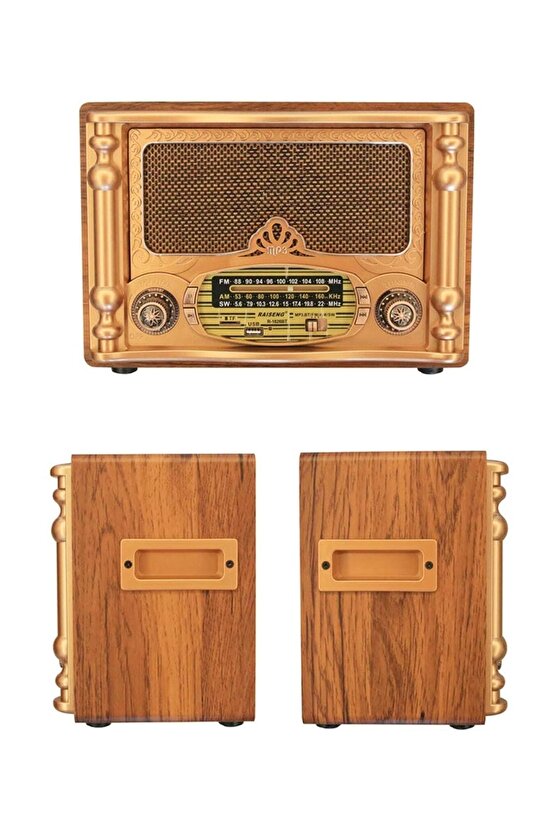 Büyük Boy Nostaljik Radyo Bluetooth Sd Kart Usb Girişli Kablosuz Hoparlör
