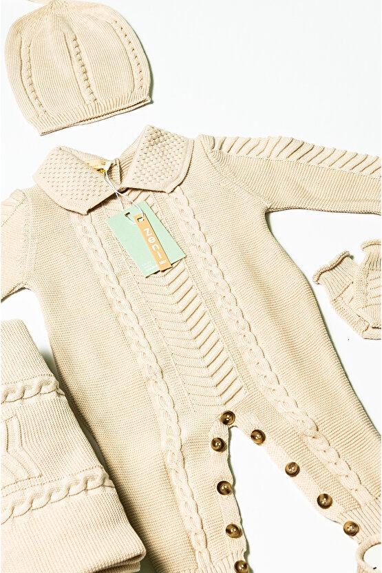 Yeni Doğan 5li Örme Triko Tulum Set