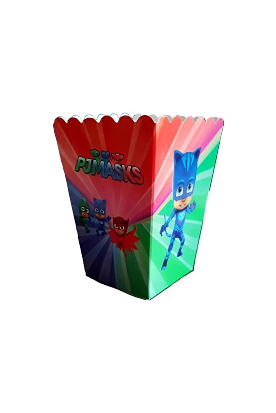 Pj Maskeliler Temalı Mısır Kutusu 8 Li Pj Masks Karton Cips Kutusu 8 Adet Pop Corn Darı Kabı